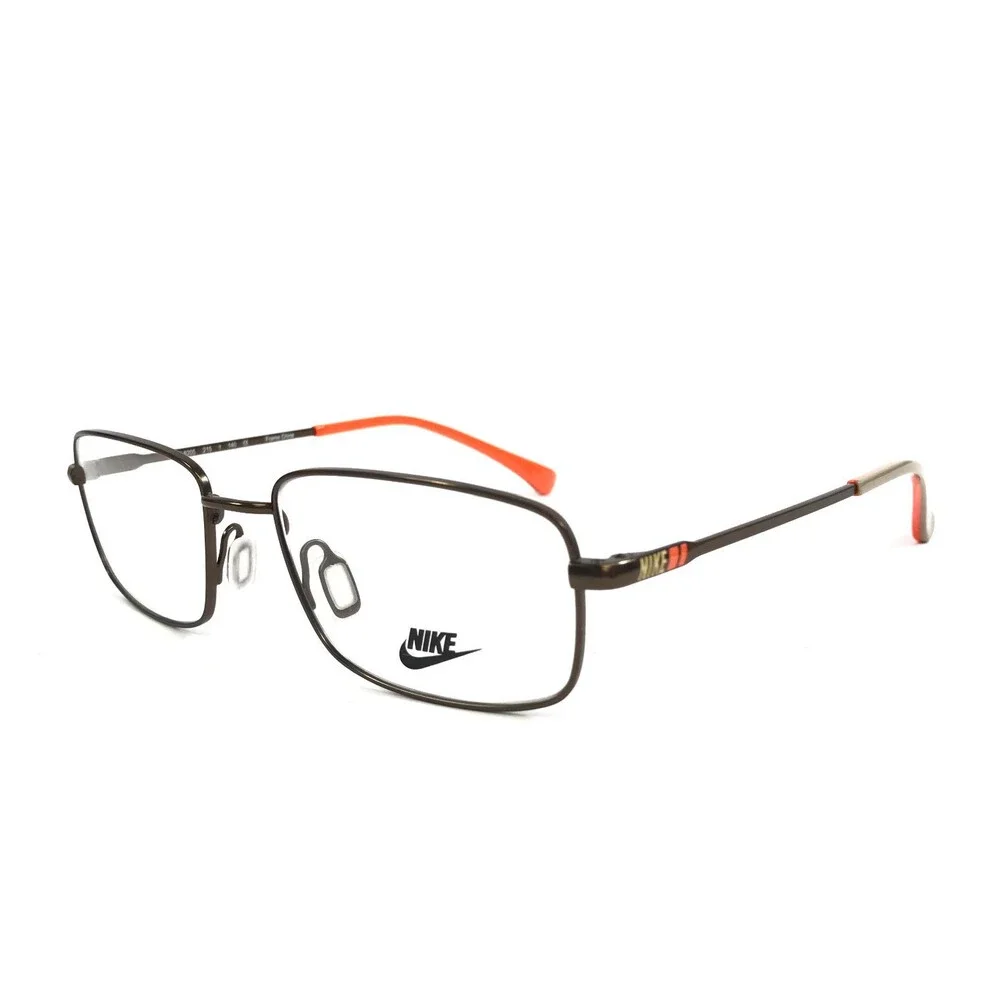 Nike Eyeglasses Frames 8205 215 Brown Bronze Orange Rectangle Wire Rim 52-17-140